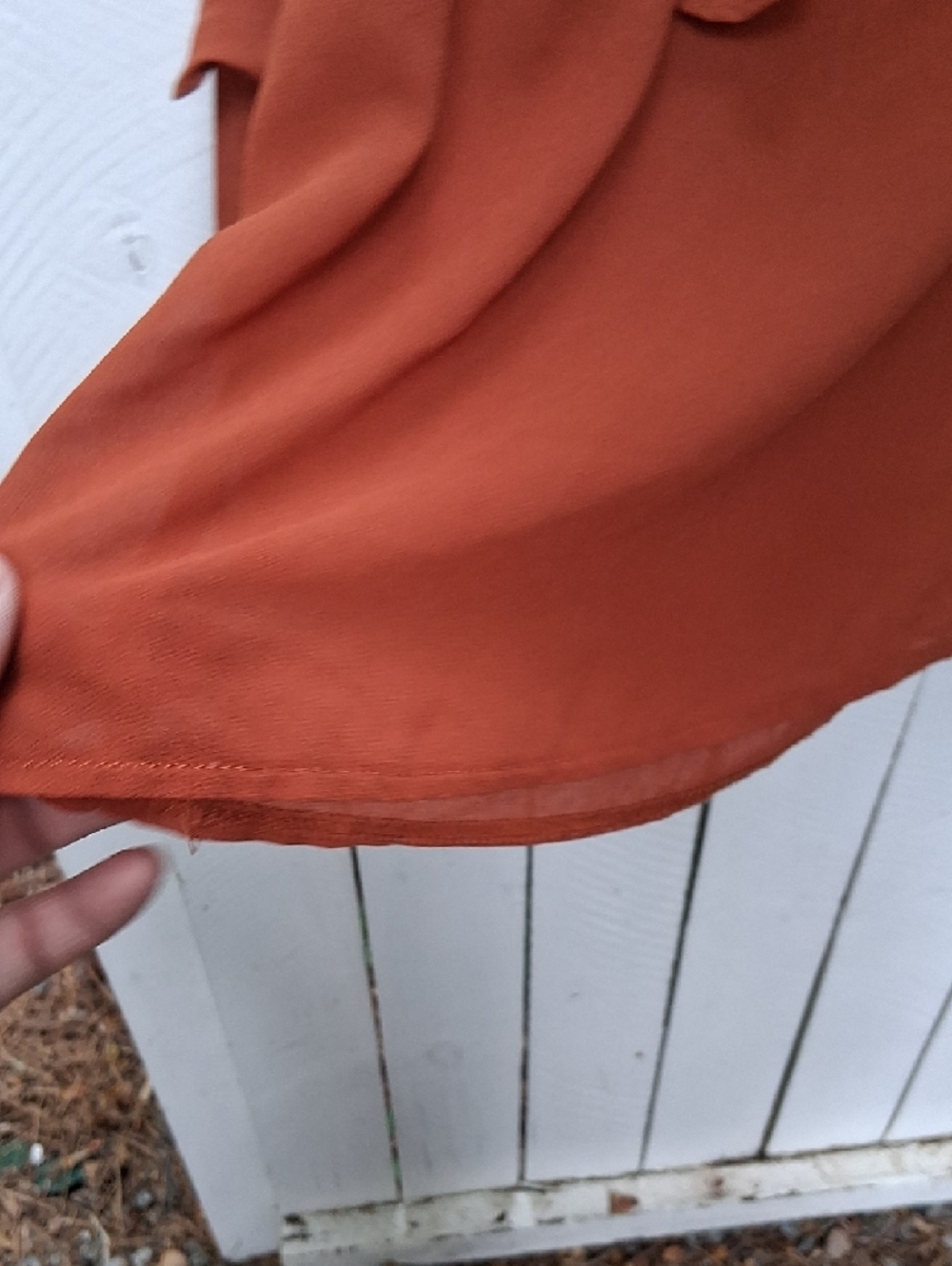 SHEIN Rust Ruffle Tie-Front Blouse - Picture 6 of 9